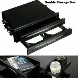 Helpful Car Radio Pocket Solid Thick Car Radio Holder Double Radio Pocket Drink Cup Holder Storage Box