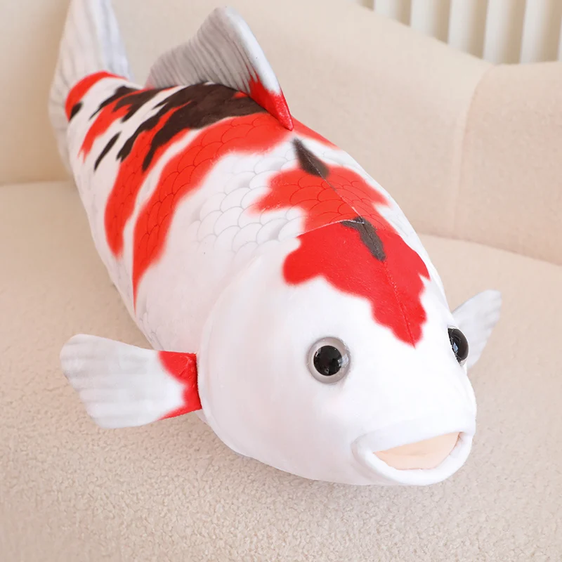 

1pc 75CM Simulation Koi Fish Plush Toys Soft Stuffed Cartoon Carp Plushie Pillow For Girls Boys Sofa Home Decor Cushion Gifts