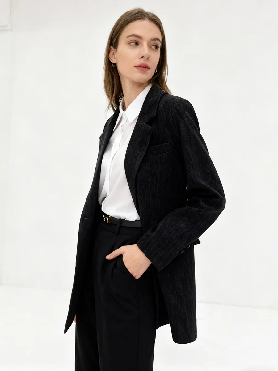 TWOTWINSTYLE solide minceur épissé ceinture blazers occasionnels pour les femmes revers manches longues minimaliste Blazer femme mode vêtements