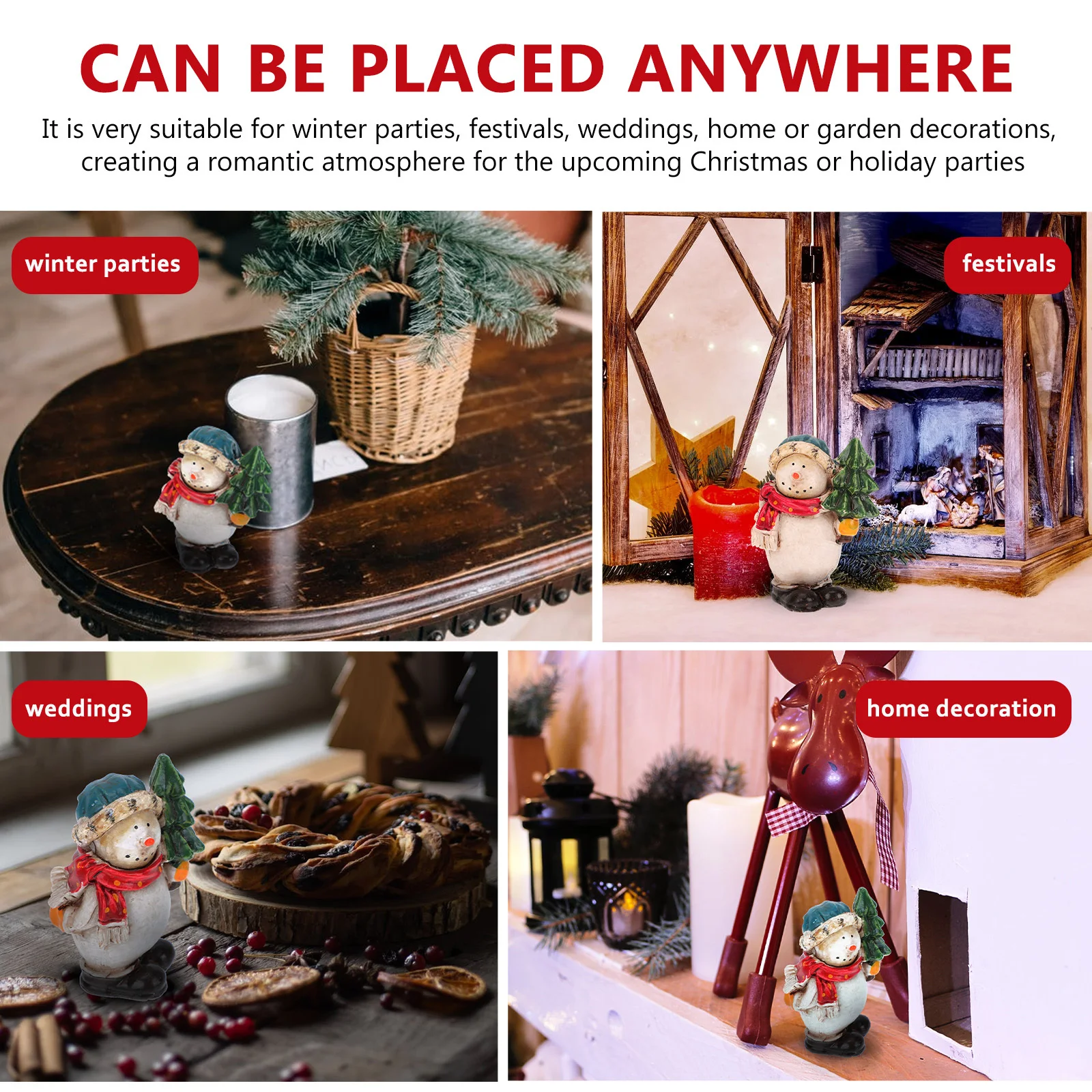 

1Pcs Resin Snowman Adornment Xmas Desktop Decoration Christmas Small Home Table Adornment Xmas Decor Snowman Ornament