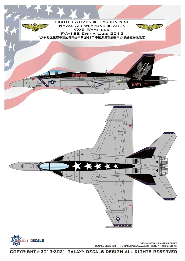 GALAXY Tools G48030-G72023 1:48/72 Fighter Attack Squadrron Nine Naval Air Weapons Station VX-9 'Vampires'F/A-18E China Lake