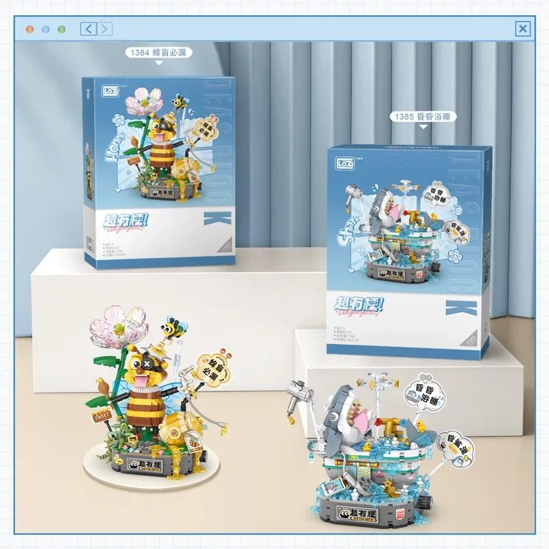 LOZ ตลก Shark Soak Building Blocks การ์ตูน Bee Mini Micro อิฐ Kawaii สัตว์ปริศนารูปของเล่นสําหรับเด็กคริสต์มาสของขวัญ