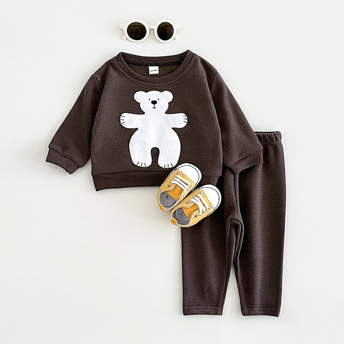 Autumn Infant Baby Outfit Boys Girls Cotton Clothes Sports Set Comfortable Cartoon Animals Pullover Sweatshirts+Loose Pants