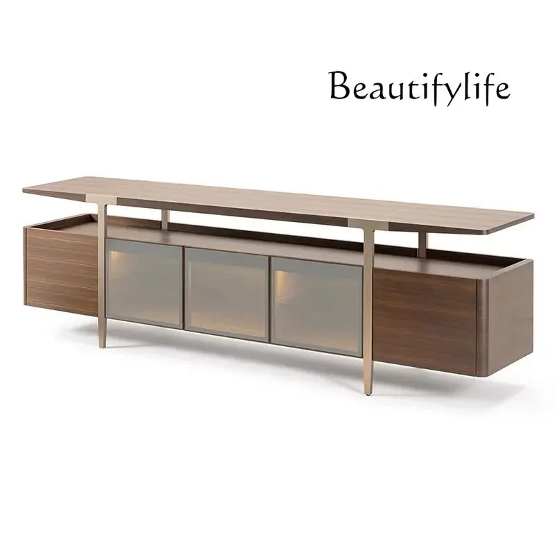 X Italian Minimalist Dining Side Cabinet Floor-to-ceiling Villa Stainless Steel Dining Hall Cabinet Design High-end Locker