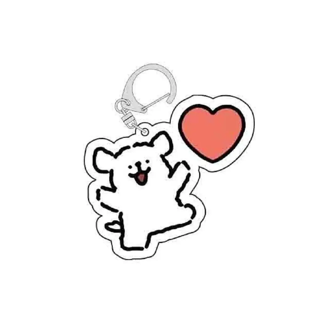 Cartoon Little White Dog Key Chain Cute Acrylic Maltese Dog Pendant Micro Landscape Decoration Key Ring