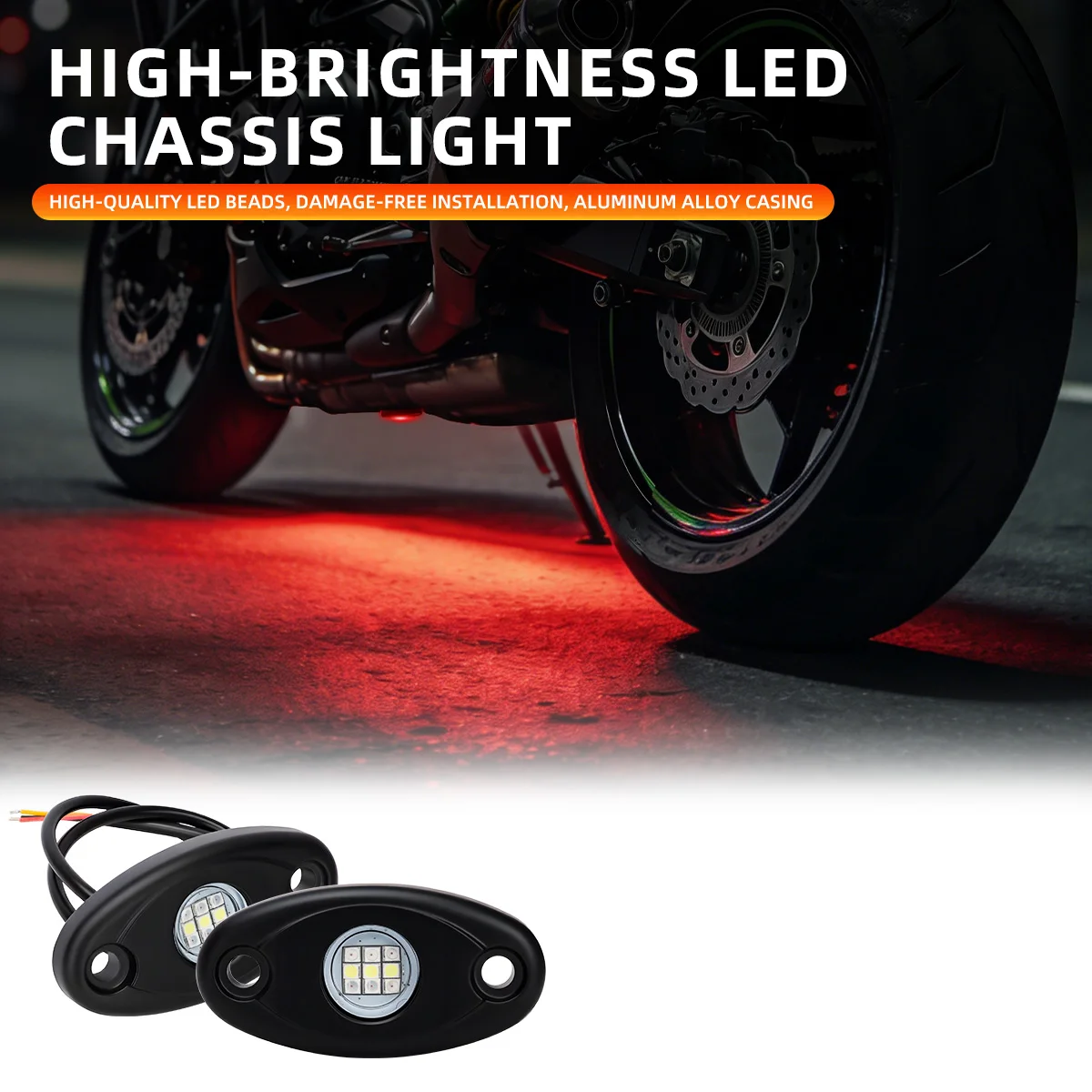 Universal Motorcycle LED Frame Decorative Lights 9SMD Driving White strobe Light Braking Red steady Lights Fit for Trucks SUV