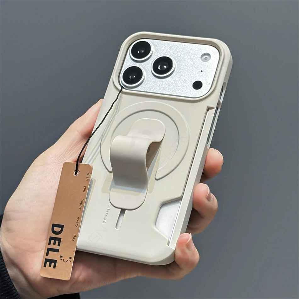 Für Magsafe Slide Elastisches Armband Kartenfach-Hülle für iPhone 17 16 15 14 18Pro Max Magnetisches Laden Glatte Oberfläche Harte Standhülle – Detail 7