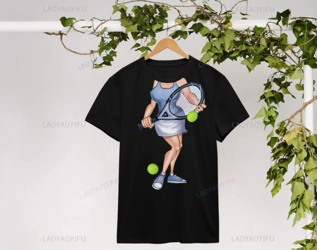 여성용 테니스 코튼 티셔츠 맞춤형 만화 프린트 신선하고 밝은 디자인 스타일 젊고 활력 넘치는 스포츠 시각적 영향