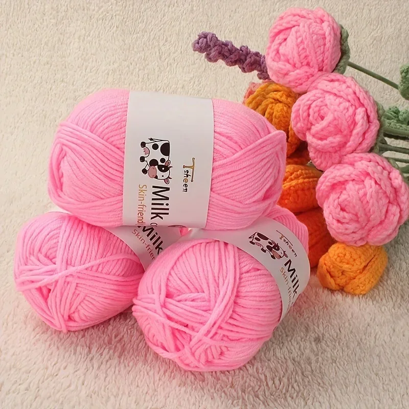 medium coarse milk yarn for handmade gift weaving crochet thread for sweaters hats scarves yarn balls crochet thread sewing yarn