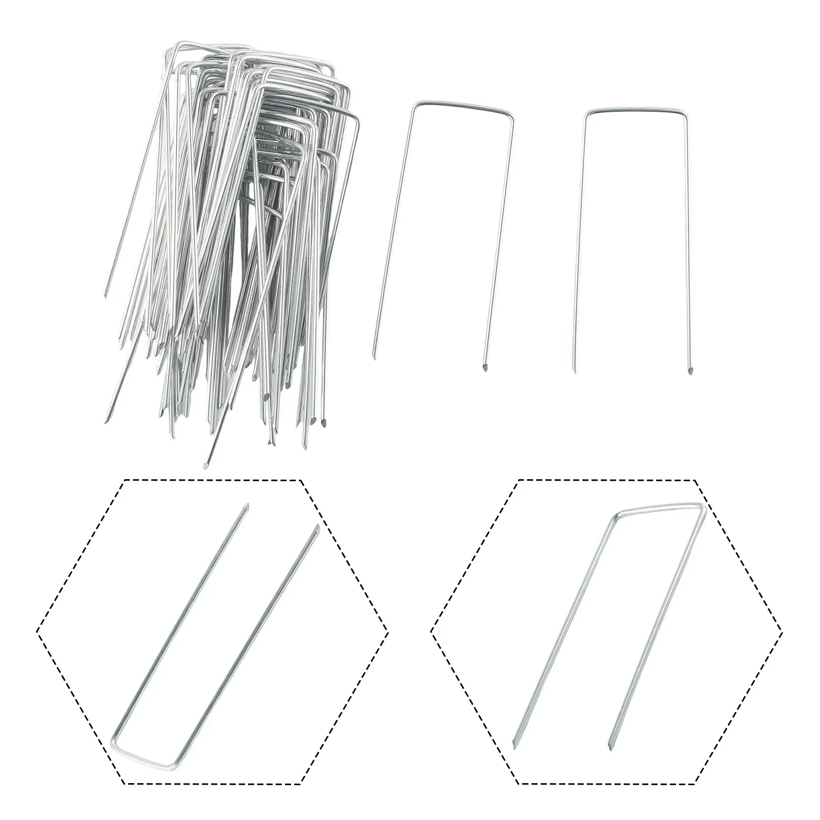 50pcs Galvanised Metal Ground U Tent Pegs Gazebo Camping Tarpaulin Hooks For Fixing Grass Cloth, Greening, Fixed Lawn Nails