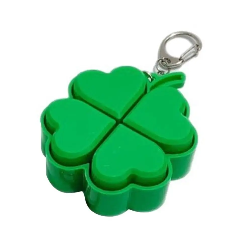 Clickable Buttons Lucky Four Leaf Clover Keychain Flashing Light Translucent Wings Backpack Pendant Lightweight Fade-Resistant