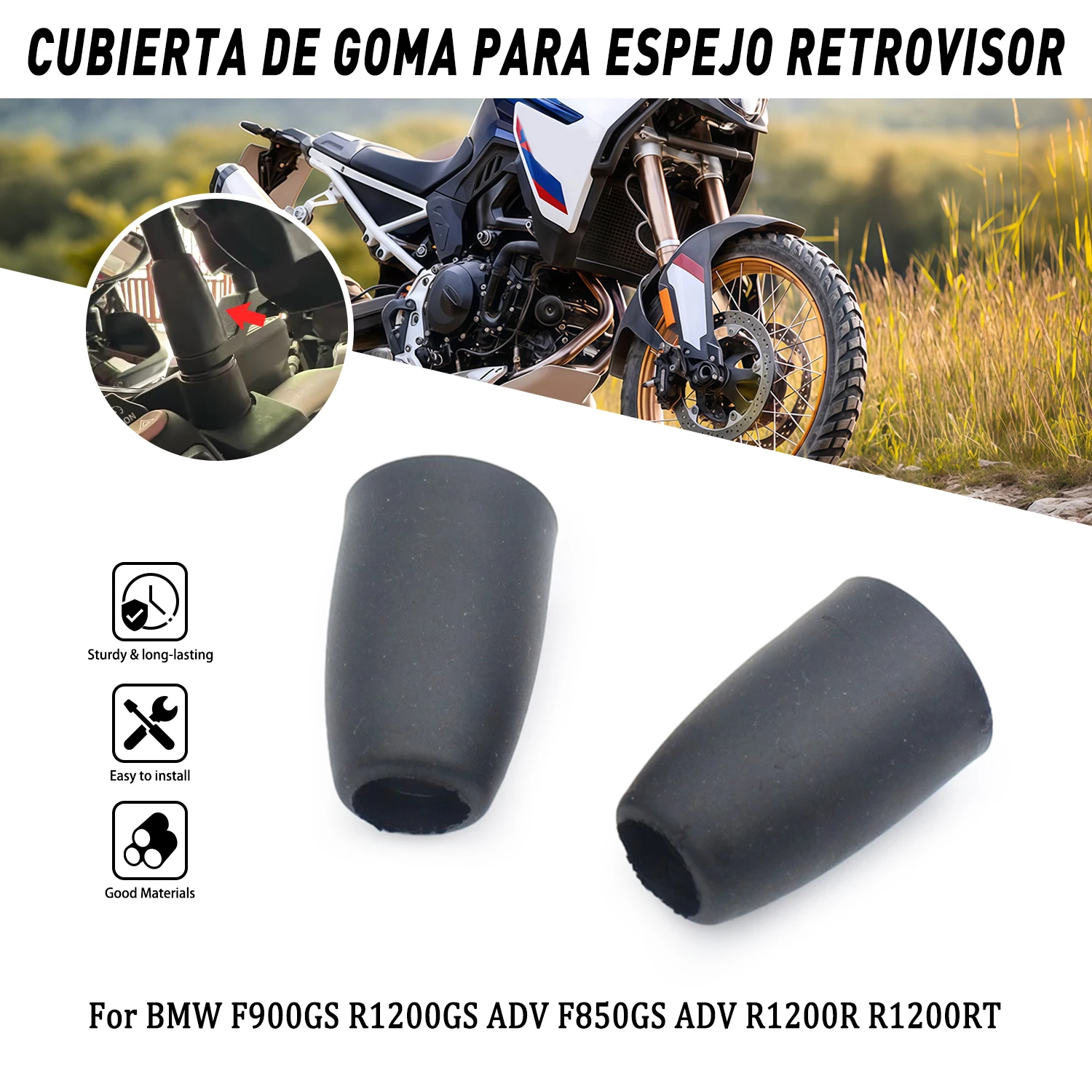 Motorrad-Rückspiegel-Gummiaufsatz für BMW R1200GS R1250GS Adventure R1200R R NineT F750GS F850GS K22 K23 K33 K43 S1000XR