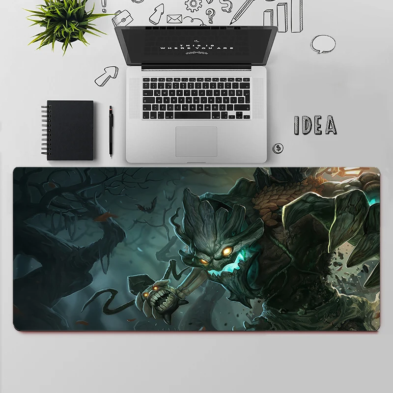 League Of Legends Maokai เม้าส์สำหรับเล่นเกมขนาดใหญ่ Mouse Pad PC Gamer คอมพิวเตอร์แผ่นรองเมาส์ขนาดใหญ่เมาส์แป้นพิมพ์โต๊ะเมาส์ Pad