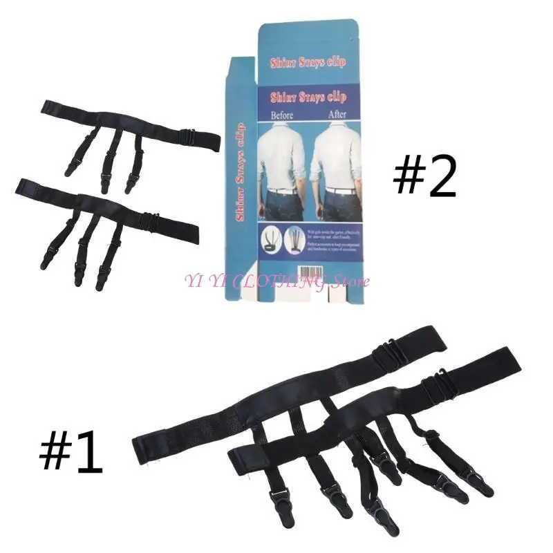 N5KF Classical Men Shirt Stays Belt with Non-slip Locking Clips Fit Business Office Suspender Garter Belt Utility Accessory