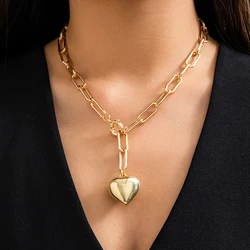 Long Thick Tassels Chain with Heart Pendant Necklace for Women Trendy Charms Choker Collor Neck Accessories 2024 Fashion Jewelry