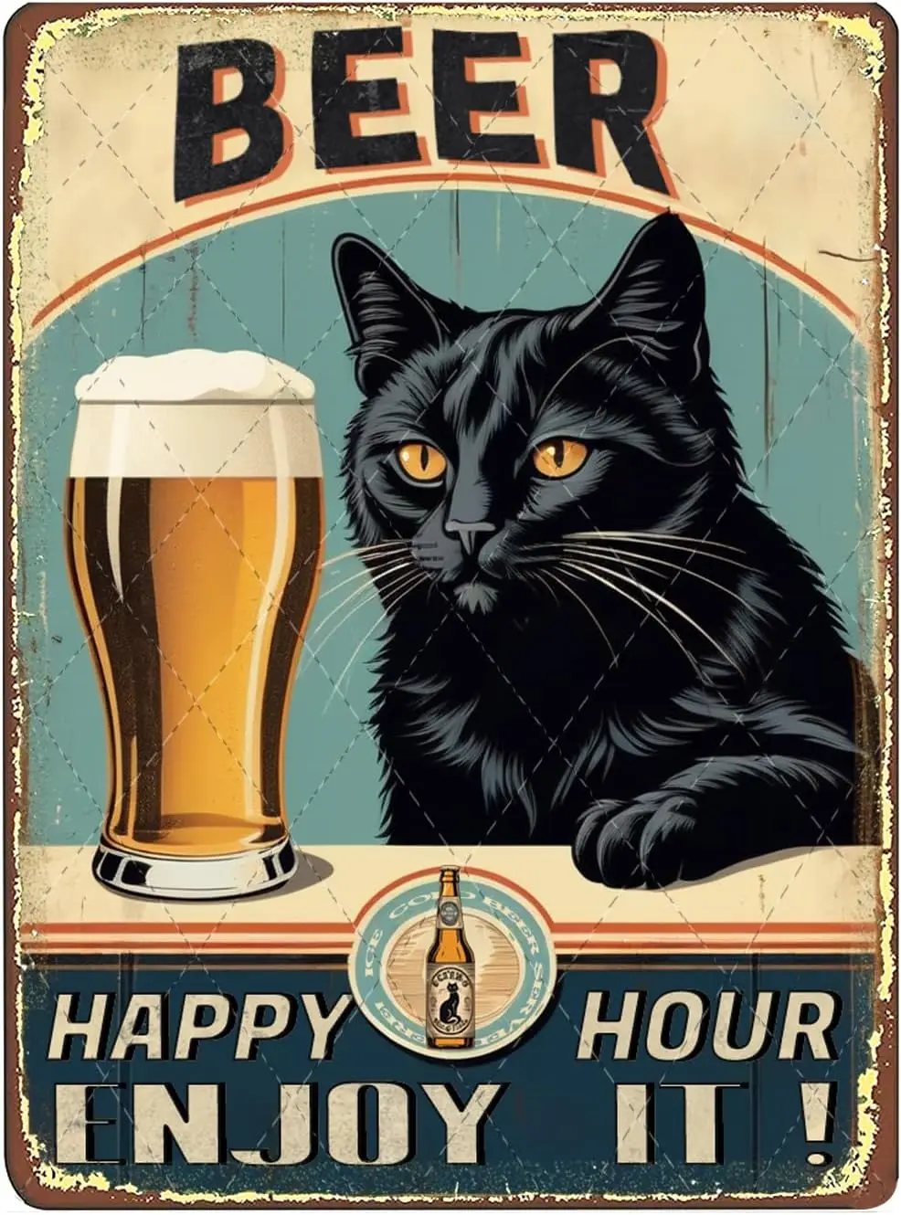 Retro Metal Tin Sign Beer Enjoy It Black Cat For Home Bar Shop Decorations Coffee Vintage Sign 12