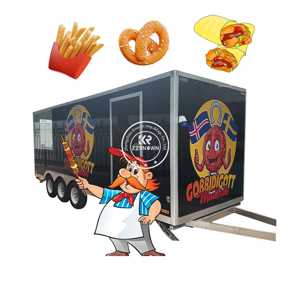 2024 Mobile Food Truck Manufacture Custom Bbq Burger Ice Cream Coffee Trailer Street Food Van Cart Fully Equipped Food-truck