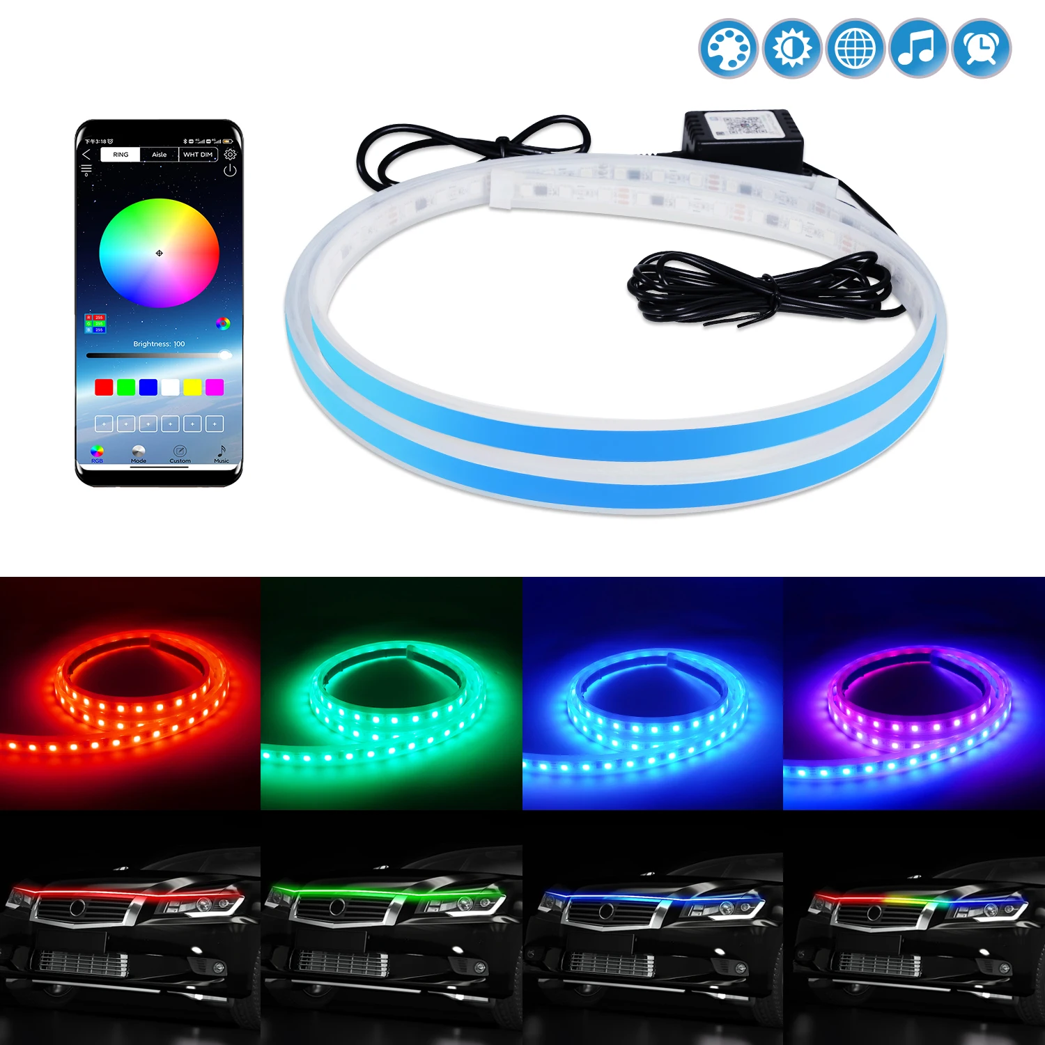 

Car Door Opening Welcome Light Strips LED Flexible 120cm Warning Strobe Atmosphere Ambient Lamps Decoration RGB White 150/180CM