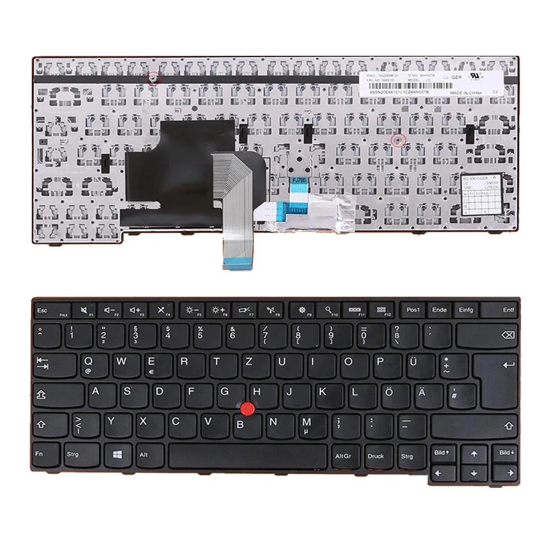 

German QWERTZ New Laptop Keyboard For Lenovo Thinkpad E450 E455 E450C E460 E465 SN20E66101 8AH007B Black with Pointer GR