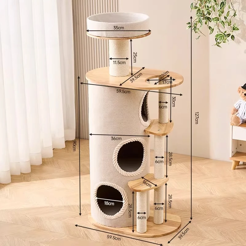 

House Sandbox Cat Tower Accessories Towers Shelves Shelves Scratcher Mat Cat Tower Luxury Rope Rascador De Gatos Pet Supplies