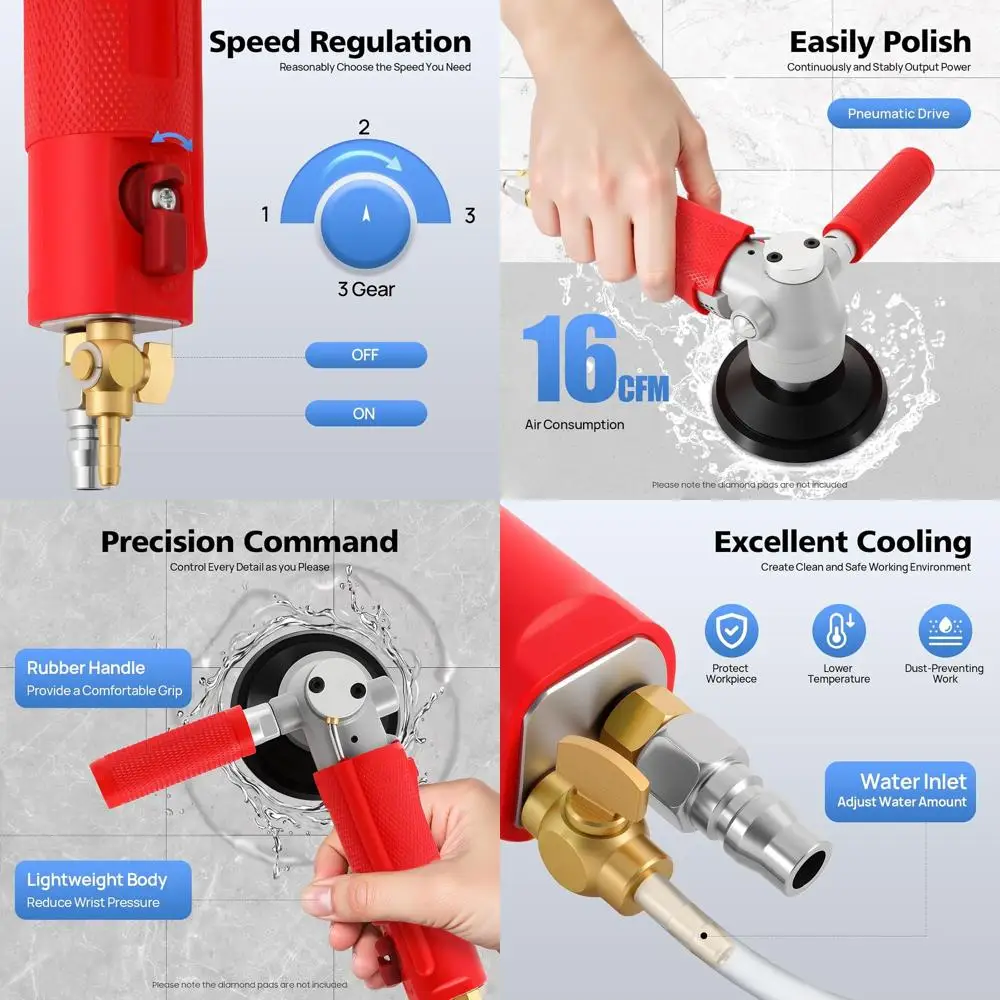 

Пневматическая угловая шлифовальная машина, 4300 об/мин, для влажной полировки камня, нефрита, керамики