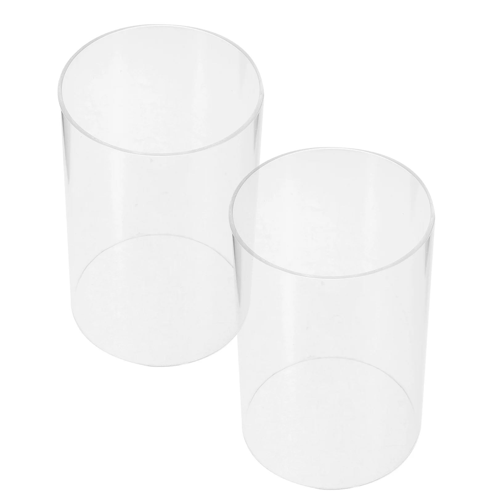 2 tampas de pilar de vidro transparente dos pces e castiçais românticos do cilindro das tampas de vidro à prova de vento