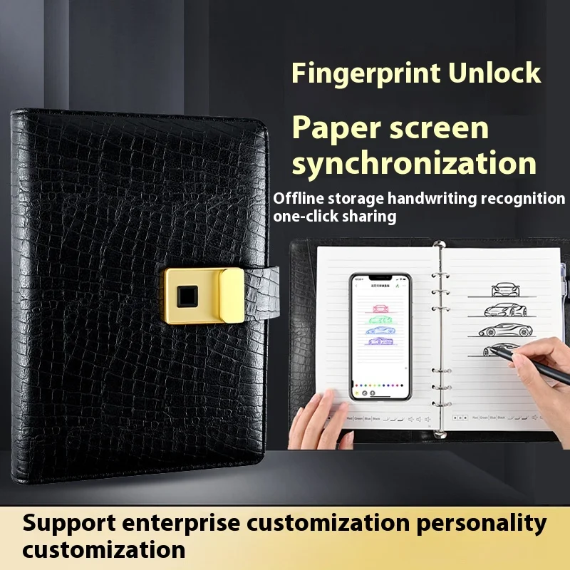 Fashionable and convenient fingerprint password lock paper screen synchronous mobile power notebook USB charging notebook