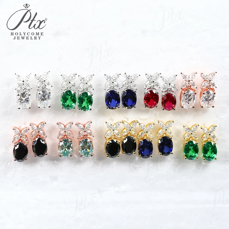 

Серьги с муассанитом изумруда/рубина/сапфира, серебро 925, подарок, гипоаллергенные, устойчивые к выцветанию, прямые продажи с фабрики, очаровательные ювелирные изделия