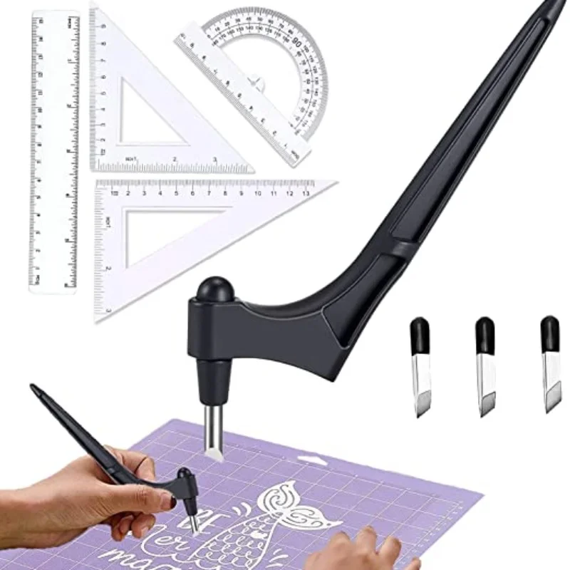 DIY Art and Craft Cutting Tools 360-Degree Rotating Blade Safety Paper Cutter 3 Replacement Blade Cutting Paper Window Making