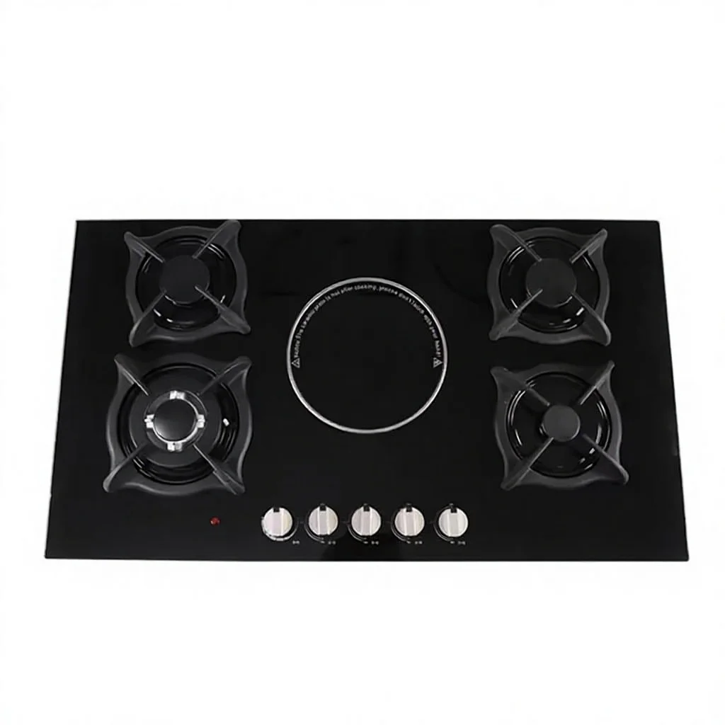 Cross-border Exclusive Built-in Dual-fuel Gas Induction Cooktop Four Gas Burners One Electric Zone Energy Conservation Tempered