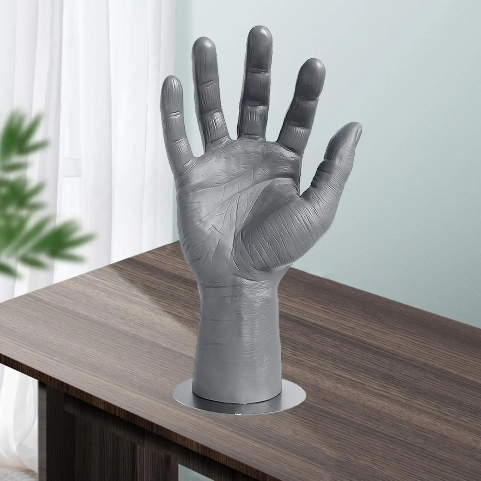 Realistic PVC Male Mannequin Left Hand Men\'s Hand Displays Jewelry Organizer Stand Holder, Showing for Home Decor Gray