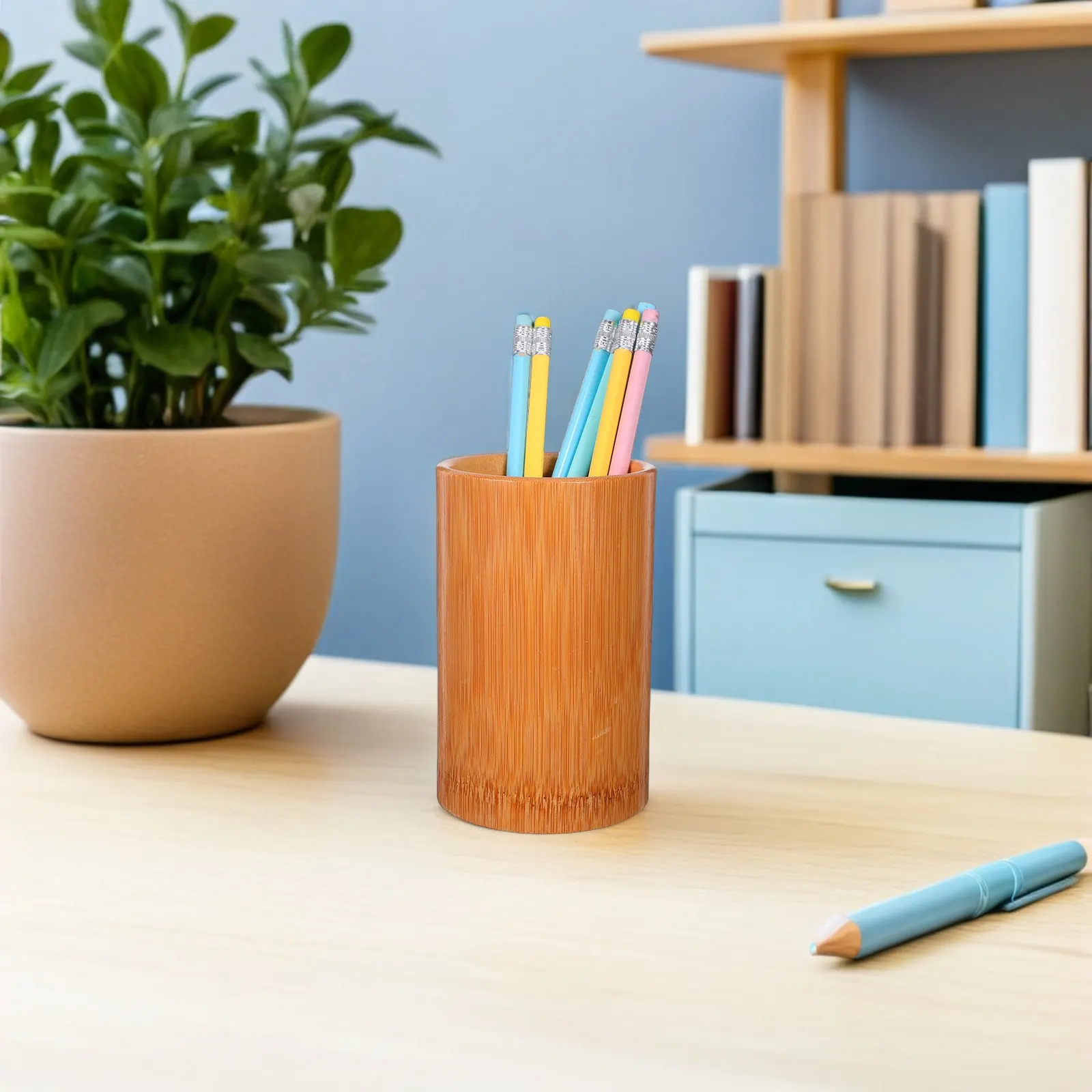 Bamboo Pencil Holder Eco Friendly Multipurpose Utensil Organizer for Pens Chopsticks Toothpicks Brushes Kitchen Office