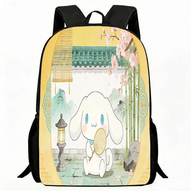 

Kids Bag Cute Puppy Traditional Chinese Garden Print Children Backpack, Cherry Blossom and Bamboo Design School Bag, Lightweight