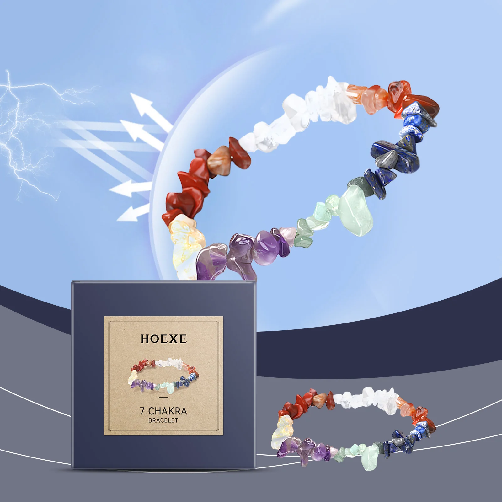 سوار بسبعة ألوان، مجوهرات بسيطة بسبعة ألوان، خرز حجري، عجلة، سوار خرز اليوغا. #2