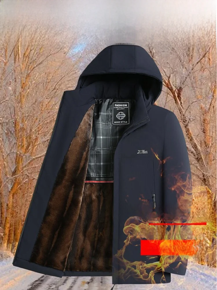 

TUCANO New Men's Hooded Parka Cotton Jaet Winter Thiened Warm Dad Clothes Outerwear Fce Lined Stand Fit Polyester F...