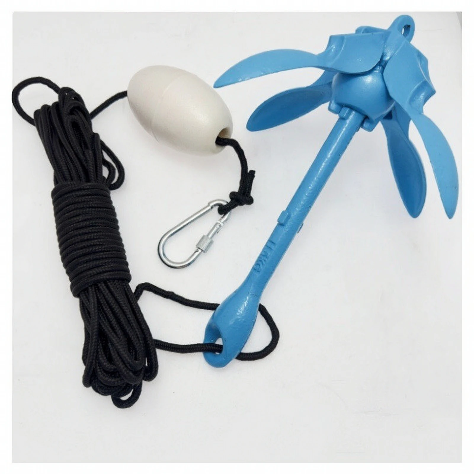 Folding Anchor Kit with Buoy and Rope Compact Portable Boat Anchor Kit with Storage Bag for Kayak Fishing view 3