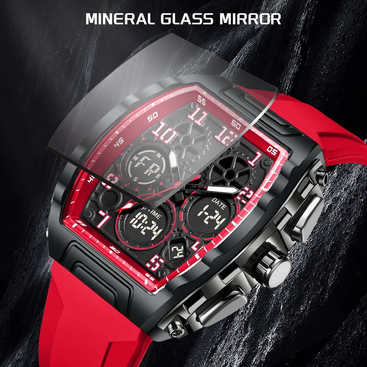 FOXBOX Men Military Digital Wrist Watches For Male Clock Dual Display Man Watch Sport Chronograph Luminous Silicone Watch Box