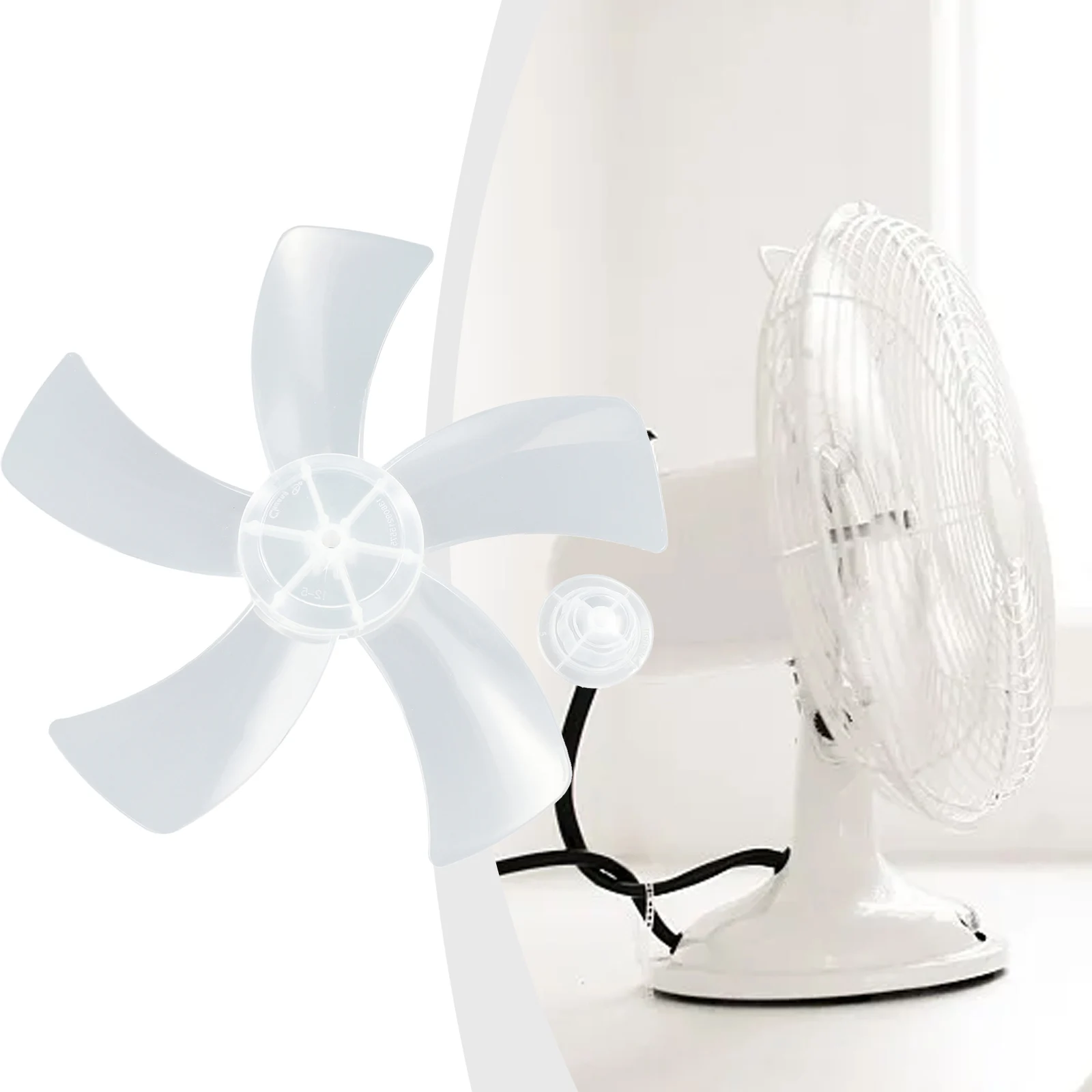 12 Inch Household Plastic Fan Blade Five Leaves With Nut Cover Replacement Fit For Pedestal Transparent Table Desk Fan Accessory