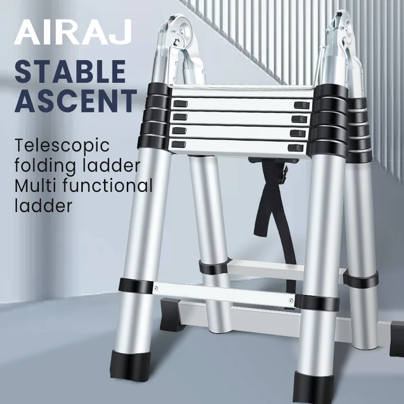 AIRAJ Professional Aluminum Alloy Multifunctional Telescopic Zigzag Ladder Household Staircase Indoor Lifting And Folding Ladder