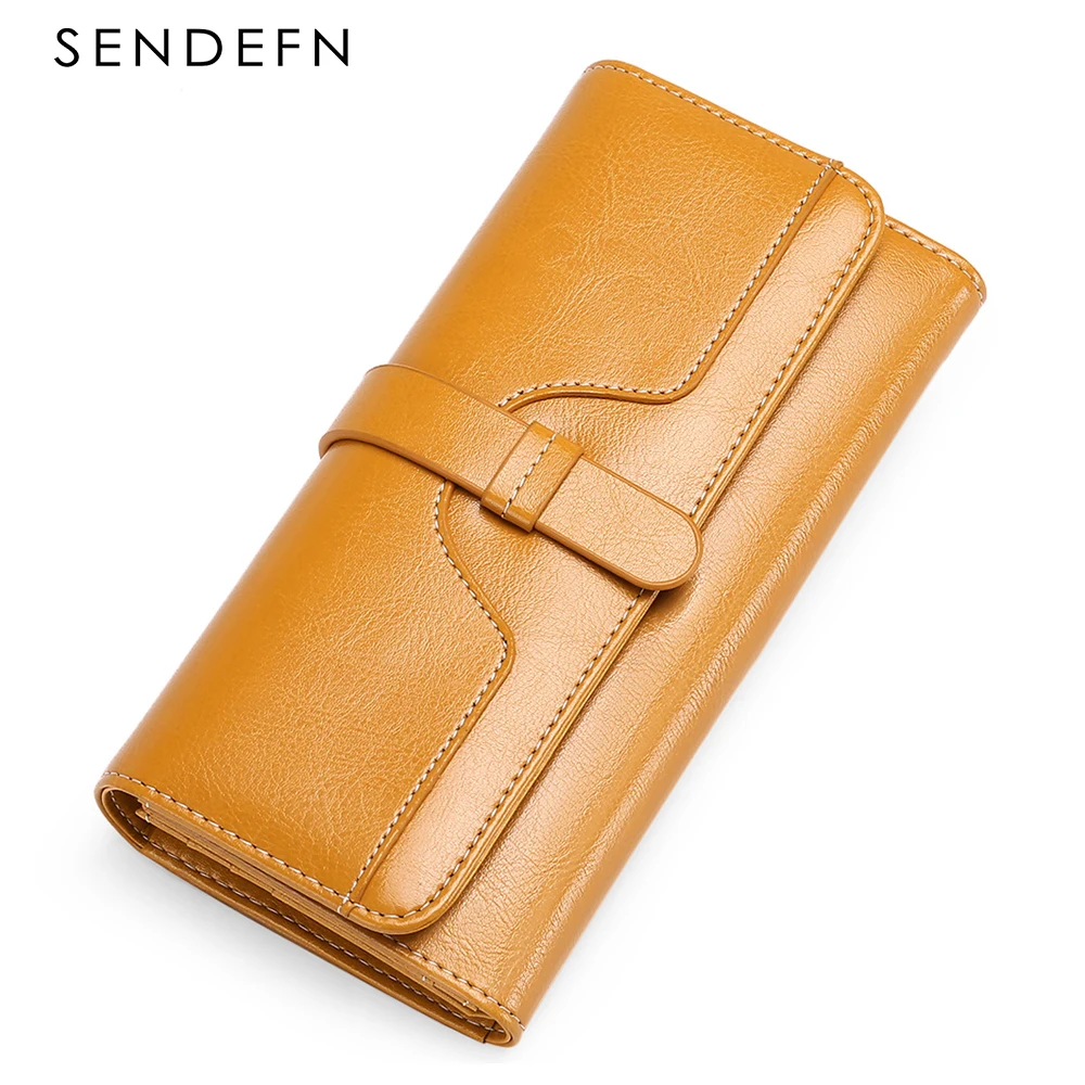 SENDEFN Women's Leather Wallet Luxury Long Wallets Fashion Women Purses Money Bags 2023 Handbags Female Purse Cards Holder 5160