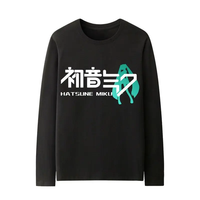Новая креативная футболка с длинными рукавами в стиле аниме Hatsune Miku, мужская, весенне-осенняя, персонализированная футболка с изображением Мику, подарок.