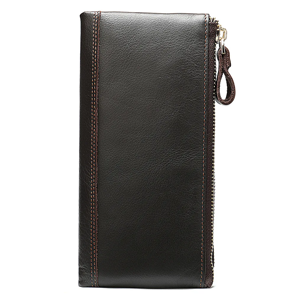 Damespolsbandje Clutch Portemonnee Echt lederen clutch Mobiele telefoon Smartphone Lange portemonnee Vintage portemonnee Reispolsbandjes met dubbele ritssluiting