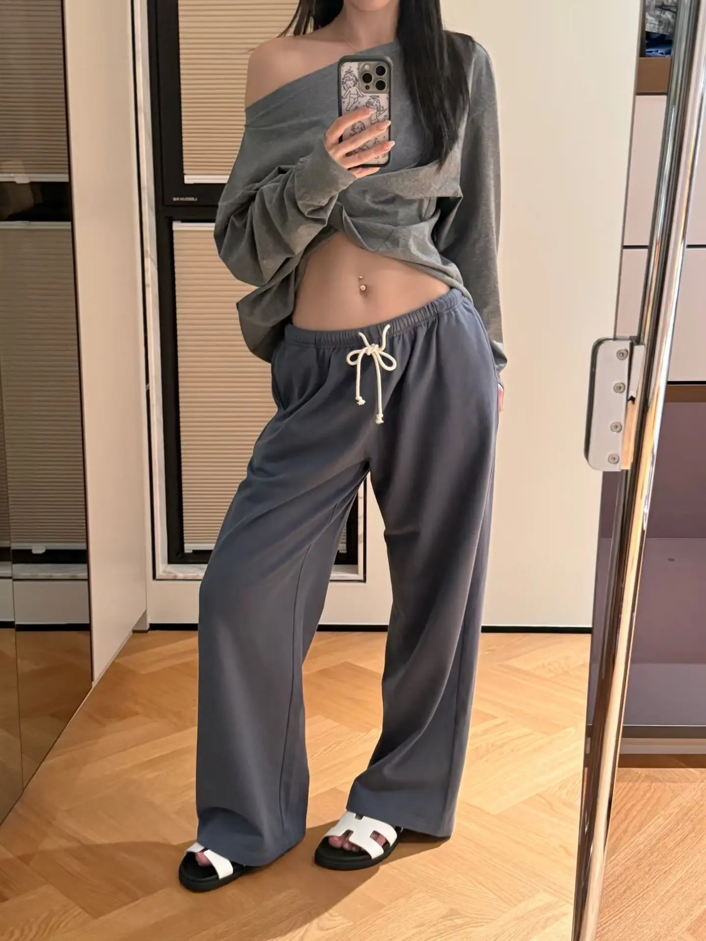 Solide Kordelzug Gerade Jogginghose Frauen Herbst Hohe Taille Weiche Baumwolle Hosen Casual Vintage Streetwear Sport Lange Hose Y2k – Detail 10