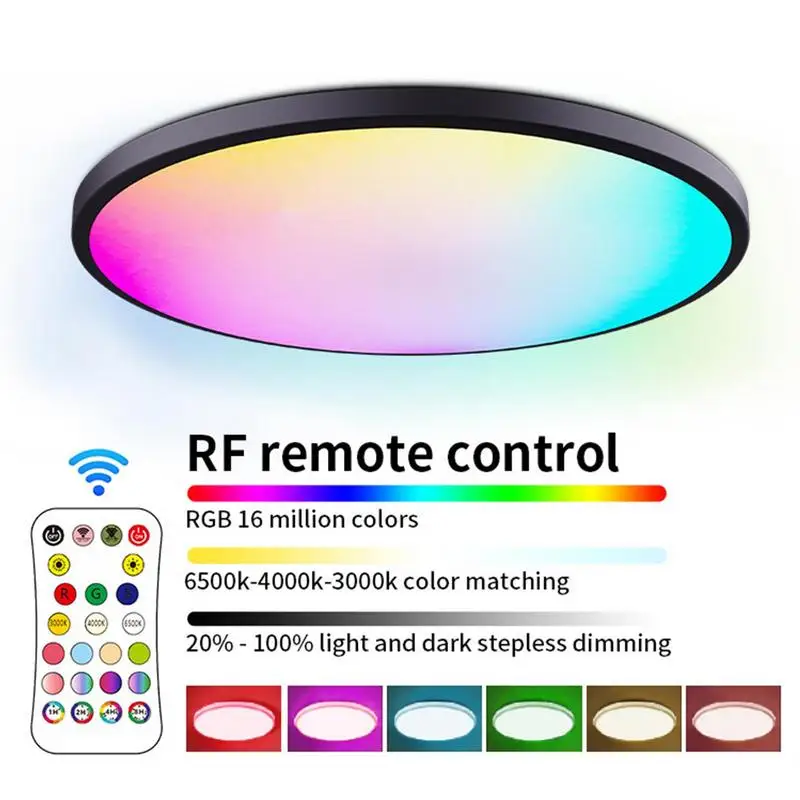 Luzes de teto embutidas luminária led com controle remoto lâmpada regulável iluminação da cozinha lâmpada de teto embutida que muda de cor