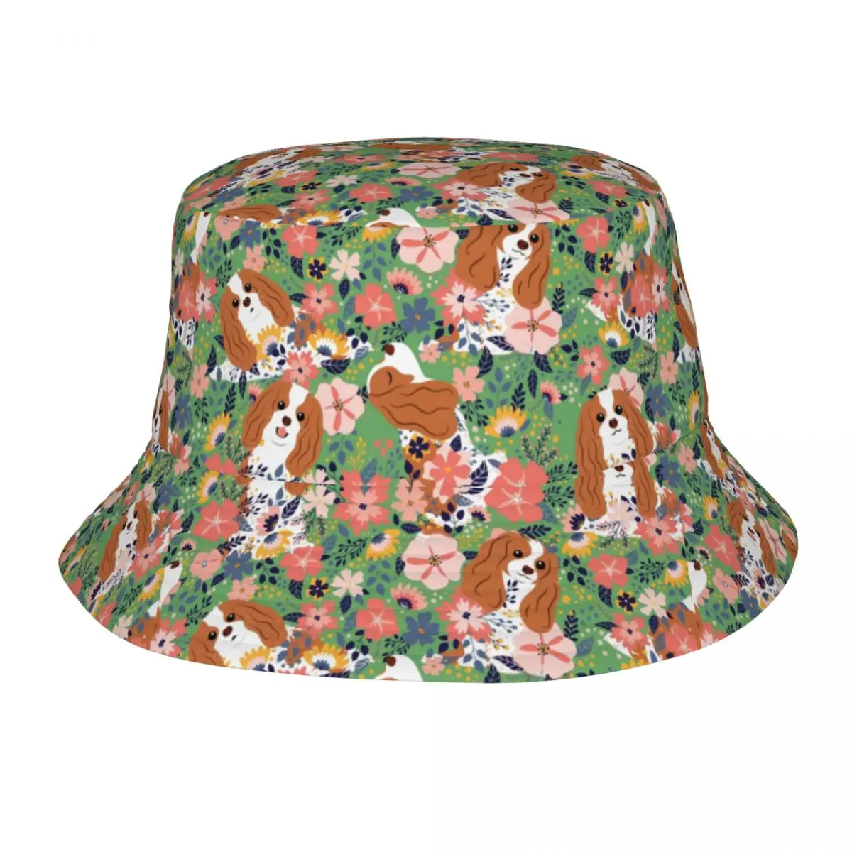 Cavalier King Charles Spaniel Garden Unisex Bucket Hat Personalized Summer Travel Beach Cute Dog Hat