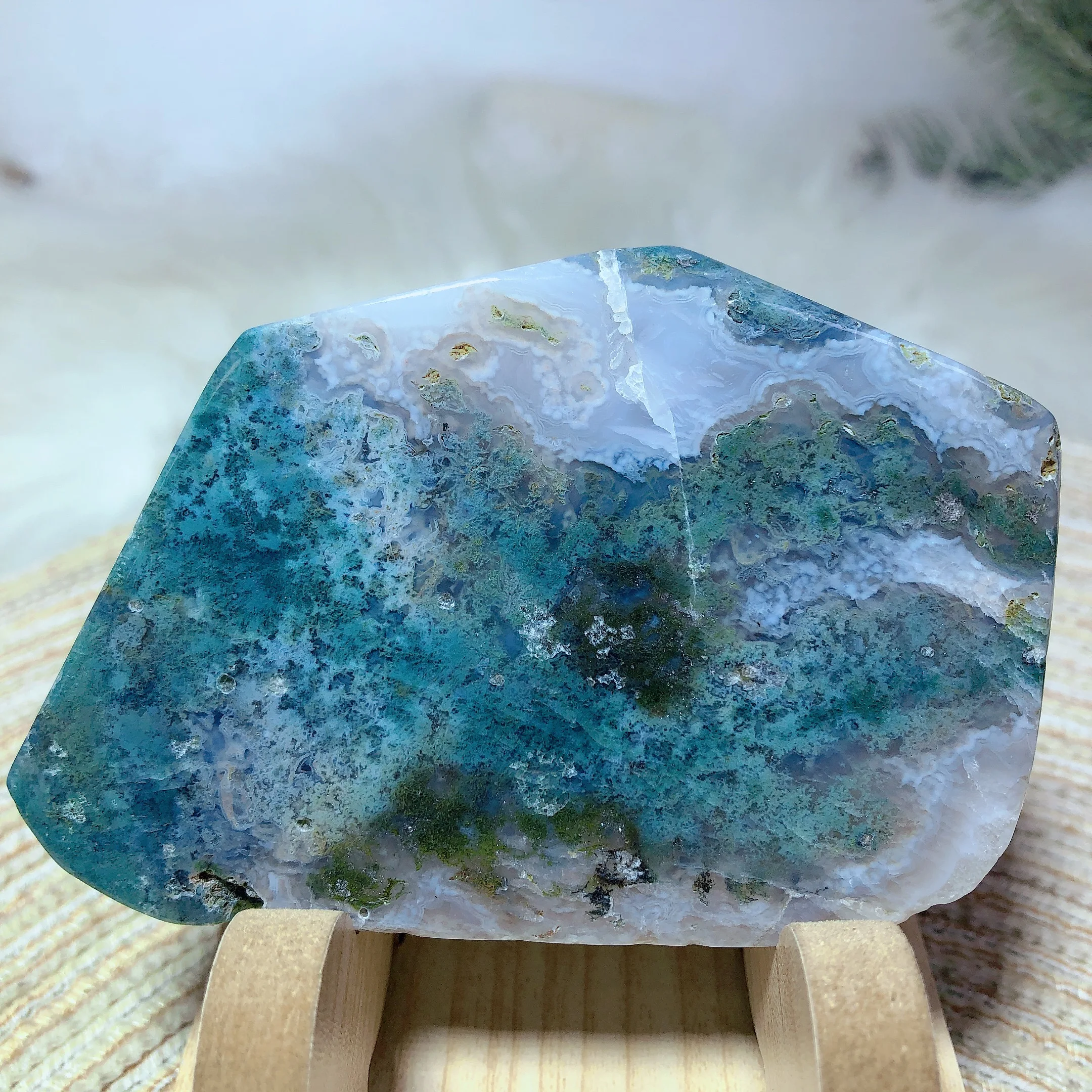 

Natural Crystals Moss Agate Slab Slices High Quality Healing Energy Reiki Mineral Home Decorations Gift Room Decor