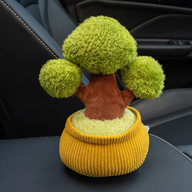 Kawaii pelúcia vaso de plantas adorável caqui girassol vaso brinquedos de pelúcia ornamento do carro de bambu computador decoração desktop