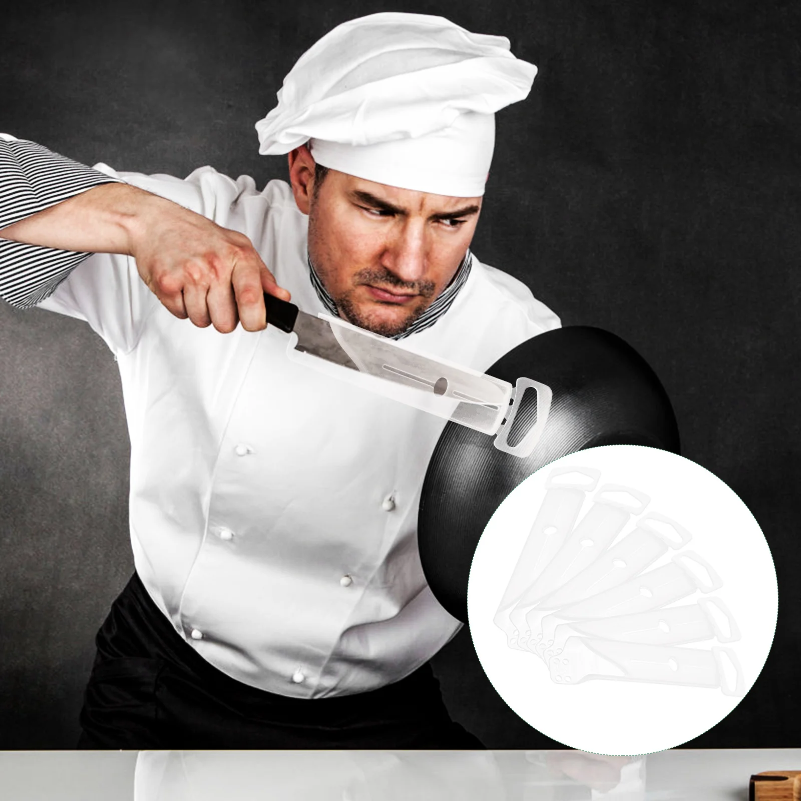 

6pcs Plastic Protective Cover Reusable Kitchen Gadget Utility Cover Sleeve Set Cooking Tool Utensil Blades