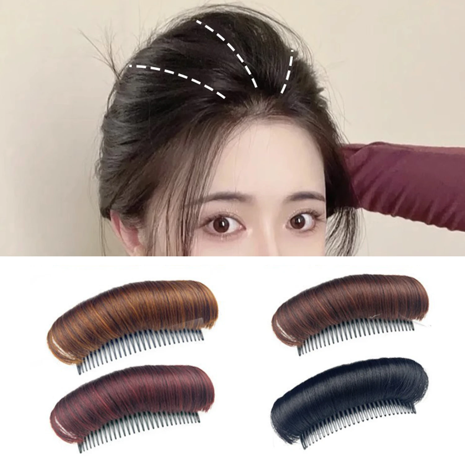 Puff Hair Head Cushion Synthetic Hair Pad Invisible Fluffy Hair Pad Clip Bun Bump It Up Volume Hair Base Women Hair Accessories