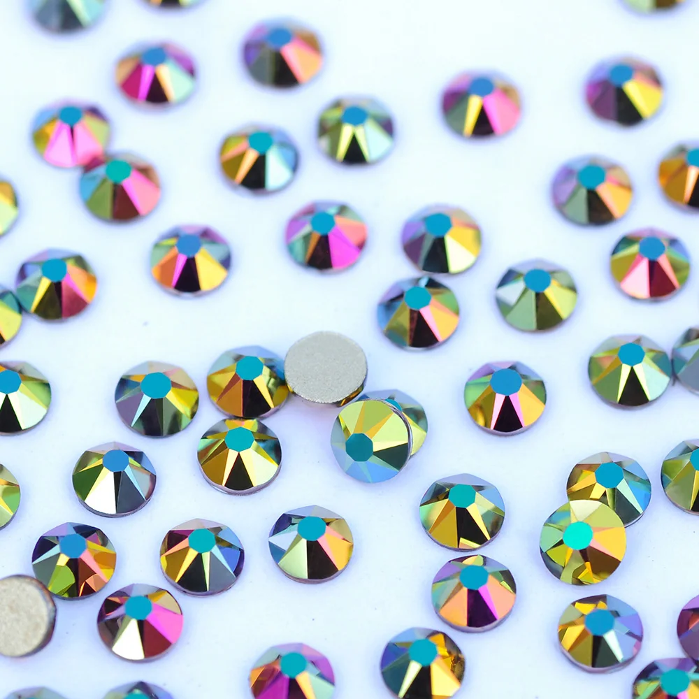 PUBRILEX-Crystal 288 Stück Glas-Strass Nicht-Hotfix Flache Rückseite Strasssteine DIY Nagelkunst Handwerk Kleidungsdekoration 8 Große 8 Kleine 2088 – Detail 3